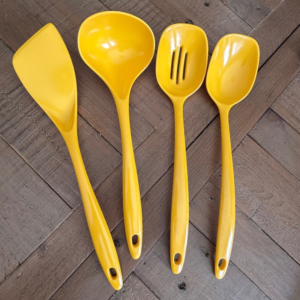 Vintage Dynasty Melamine Yellow Kitchen Utensil Set 4pc Ladle Spatula KW-04-07